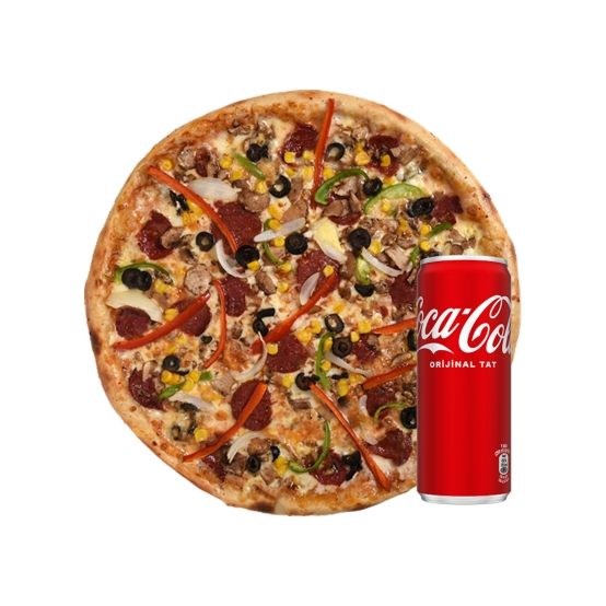 Büyük Boy Sucuklu Pizza + 1 İçecek